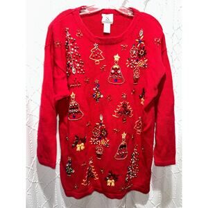 Women’s Christmas Sweater Studio collection jeweled size large